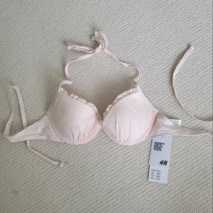 Pale Pink/White Seersucker Bikini Top sz 34A